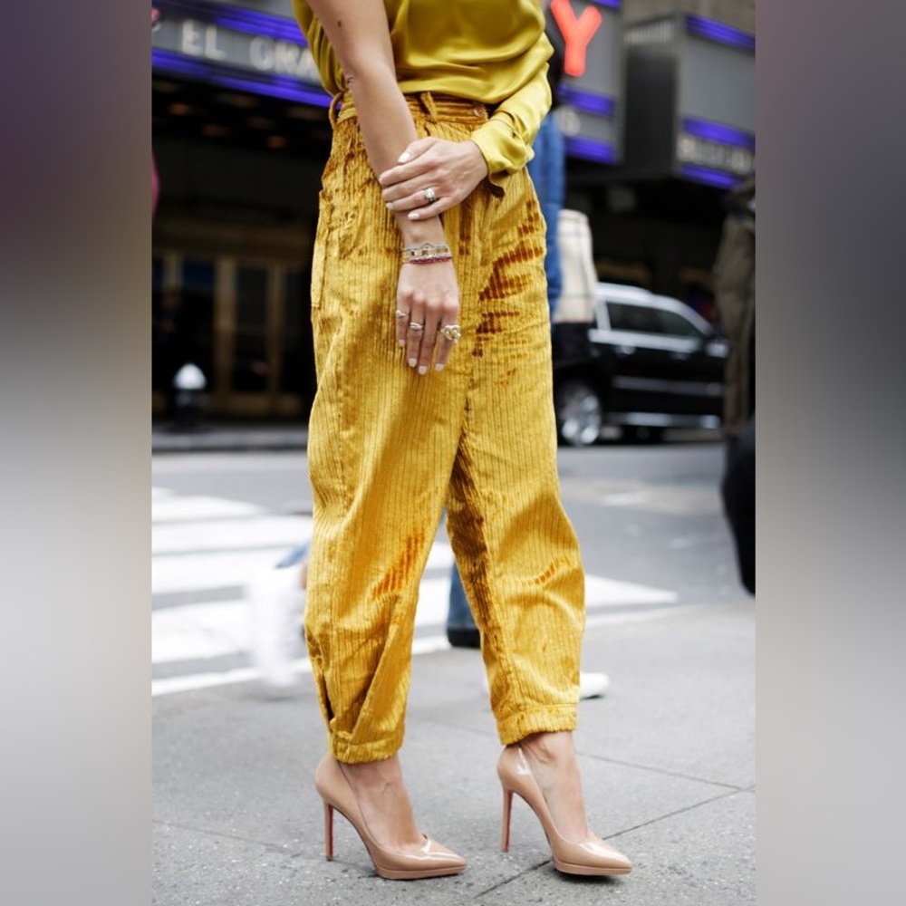 Ulla Johnson high-rise gold corduroy pants